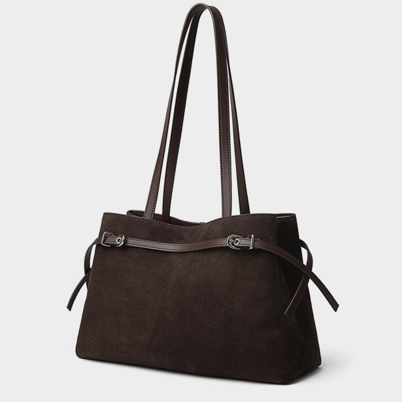 Hifashion Cowhide Suede Genuine Leather Large Tote Shoulder Bags For Women 2026 Luxury Designer Matte Shopping Ladies Handbags