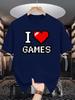 Unisexs Crew Neck T Shirt I Love Games Pixel Heart Retro 8 Bit Graphic Short Sleeve Casual Cotton Video Game Gamer Street Tees