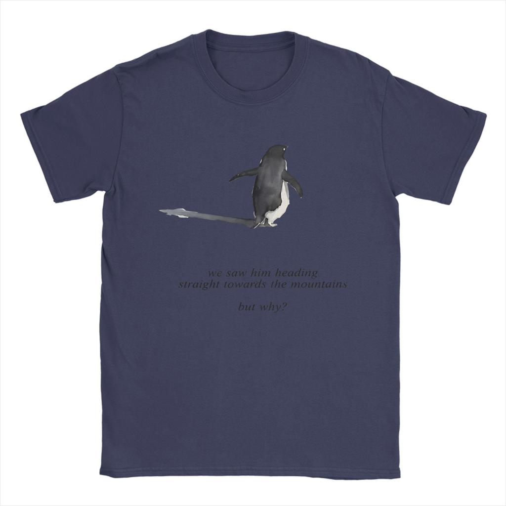 Streetwear T Shirt Summer Penguin Heading To Mountain Nihilist Penguin Tee T Shirts Cotton Tshirt for Unisex Y2K Funny Top Tees