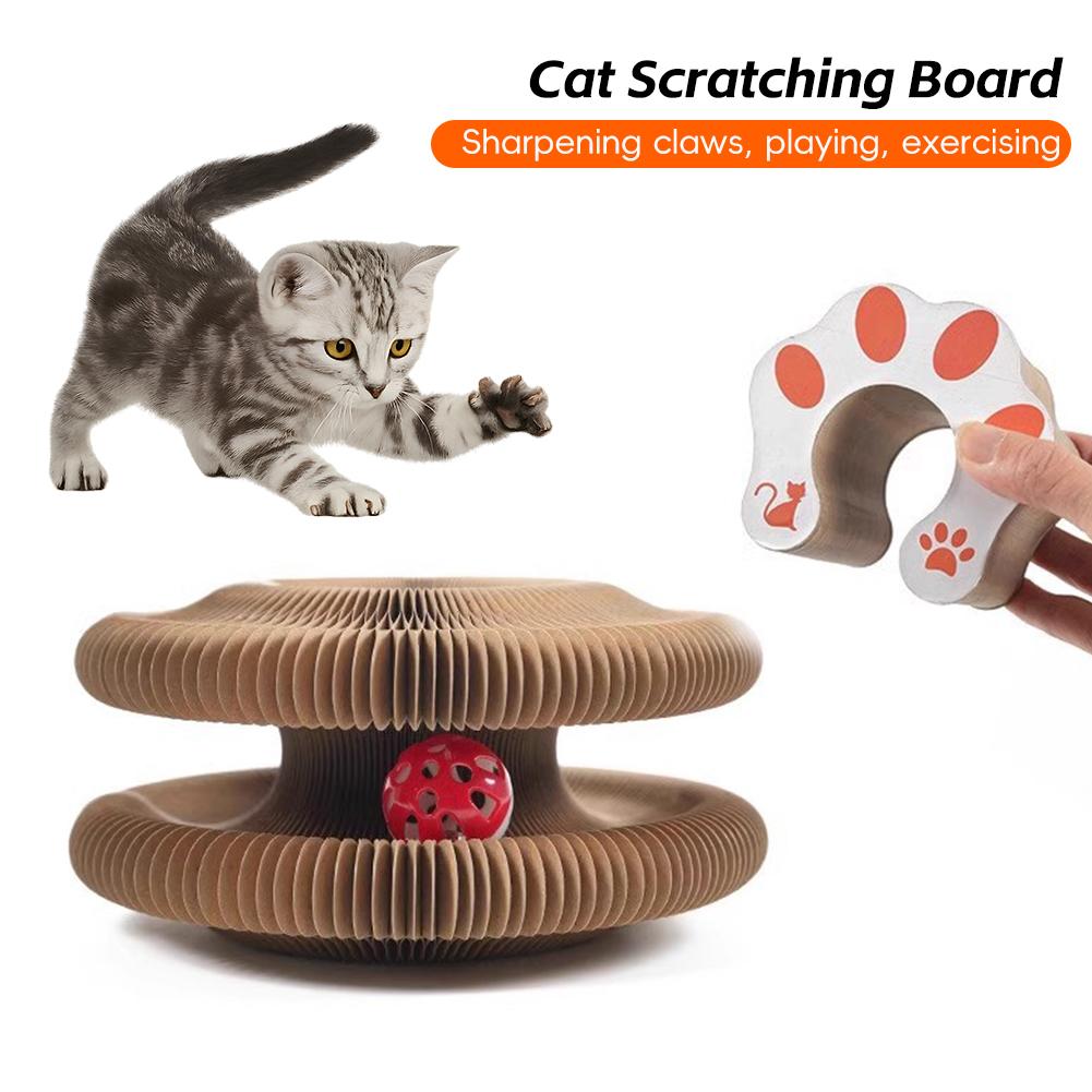 Magic Organ Cat Scratching Board Eco-Friendly Expandable Cat Scratch Pad Corrugated Paper Foldable Cat Tunnel Indoor Play Cat Supplies