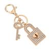 Keychain Pendant Rhinestones Inlaid Concentric Lock Design Couple Key Chain with Anti-Oxidation Lobster Clasp Backpacks Accessory