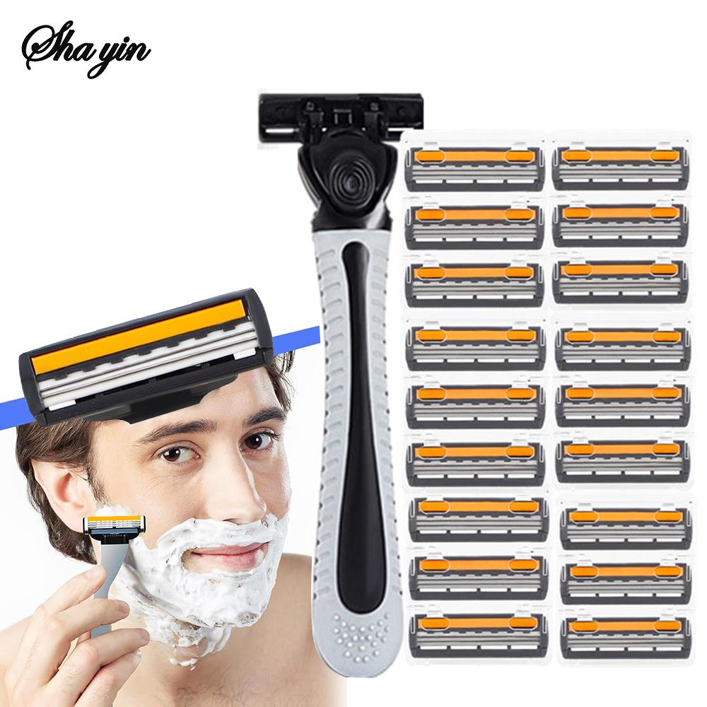 Razor Blade Refills for Men - 19PCS Compatible With Mach3 Razors, Triple-layer Manual Compatible with Mach 3 Razor Blades Refill