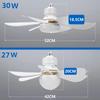 LED 40W Ceiling Fan Light E27 with Remote Control for Dimming, Suitable for Living Room, Study, Household Use, 85-265V