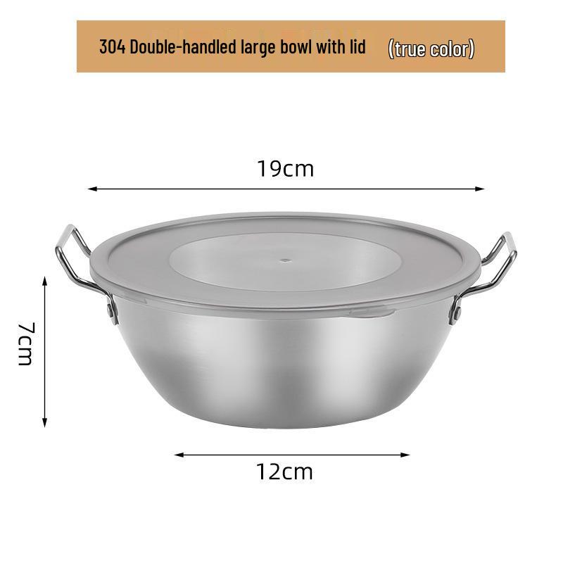 Korean Style Stainless Steel Snack Bowl with Handles for Rice Wine, Salad, Hot Pot Sauce, French Fries, or Fruit