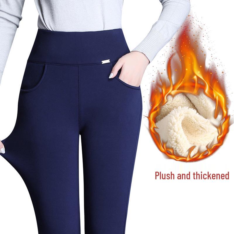 

Женские черные облегающие брюки-карандаш с высокой посадкой и флисовой подкладкой - Бархатная верхняя одежда на осень/зиму 6XL