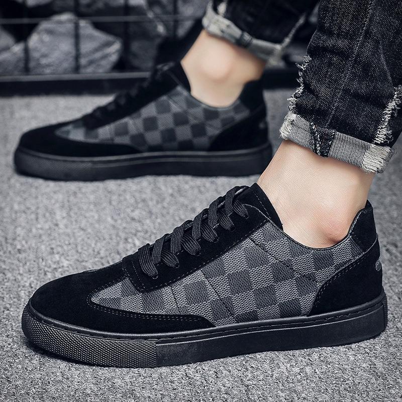Board Shoes Men's Shoes Men's Board Shoes Low-top Plaid Lace-up Casual Shoes Versatile Shoes Men's Trendy Men