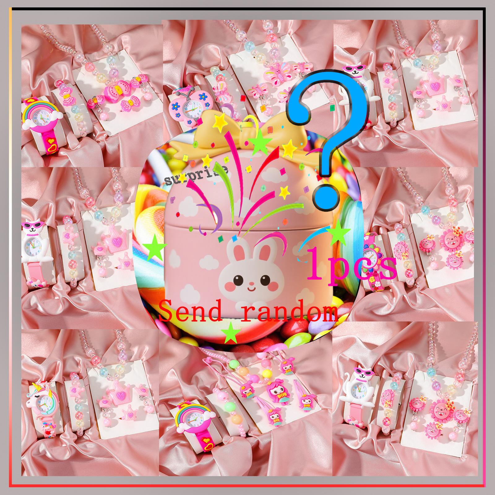 

Surprise blind box; Cute girl quartz wristwatch silicone cartoon unicorn watch set; Random style. разноцветный