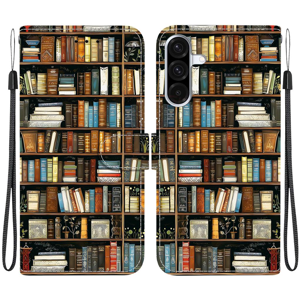 Étui à rabat en cuir PU fait main pour Samsung Galaxy A26 (SM-A266E)- Housse Antidérapante Antichoc avec Dragonne et Motifs Chat Cœur/Rose