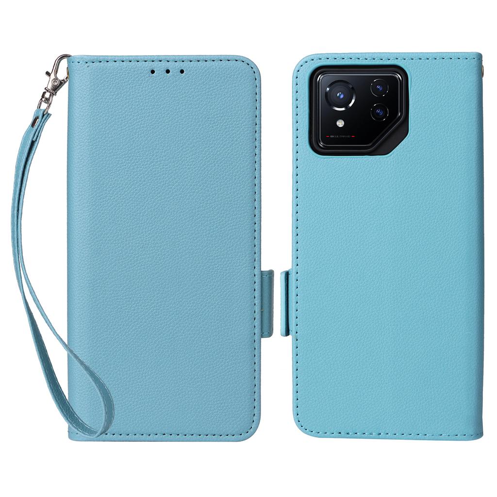 For Asus ROG Phone 8 5G/ROG Phone 8 Pro 5G Case with Wrist Strap Litchi Texture PU Leather Wallet Phone Cover