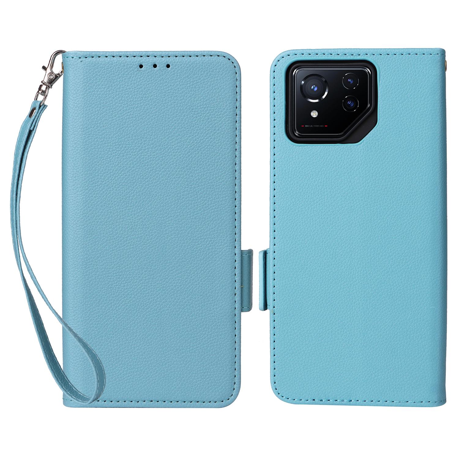 

For Asus ROG Phone 8 5G/ROG Phone 8 Pro 5G Case with Wrist Strap Litchi Texture PU Leather Wallet Phone Cover F
