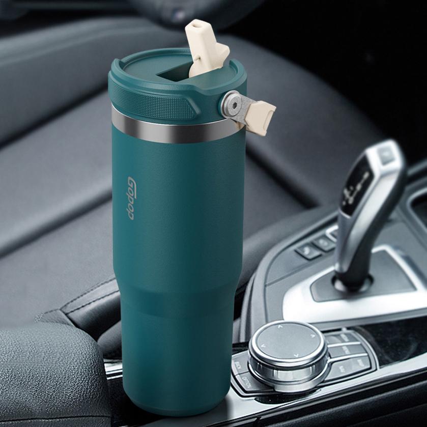 Coffee Mug Termos Water Bottle with Straw Big Thermos Bottle 900ml Portable Vaccum Tea Cup Travel Tumbler Bottle Stainless Steel