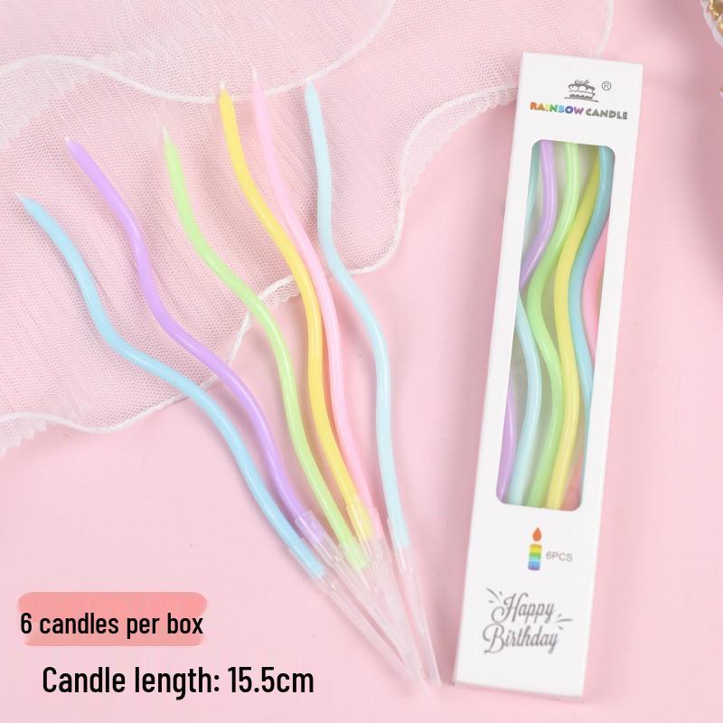 Curved Birthday Cake Candles - Decorative Bent and Threaded Creative Toppers