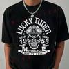 Skull Rider Motorcycle Bike Motorbike T-shirt Casual Mens Sportswear Top Tee