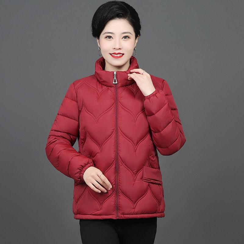 Nejnovější dámské péřové bundy pro ženy středního věku a seniorky Podzimní a zimní Velké velikosti Bavlněné bundy Lehké a krátké bundy