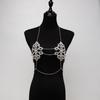 Women's Body Belly Chain Silver Bra Jewelry Sexy Necklace Bikini Sexy Hollowed Out Chest Chain for Beach Party Women