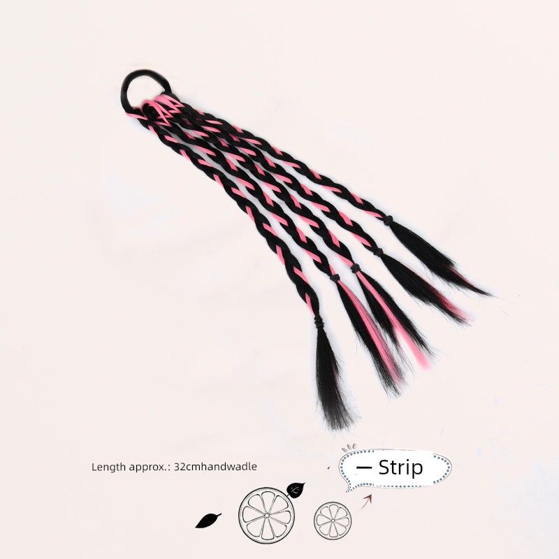 

Kids False Braids Color Boxing Braid Little Girl Dreadlocks Twist Braid Performance Daily Ponytail Hair String Sweet Cool Hair Accessories Nature black + pink [a pack] 32cm