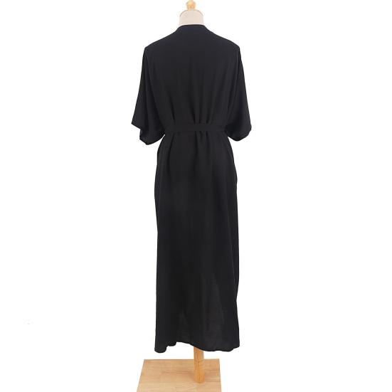 Beach Cover Up Cardigan V-neck Half Sleeve Quick-Drying Breathable Loose Fit Swimwear Coat with Tie Design