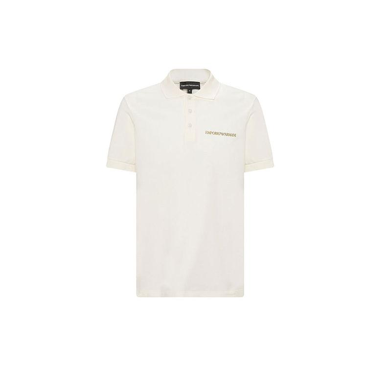 EMPORIO ARMANI Polo Shirts Men's Ecru Polo Collar Moderate Straight Fit 3L1F8P-1JX5Z-F121