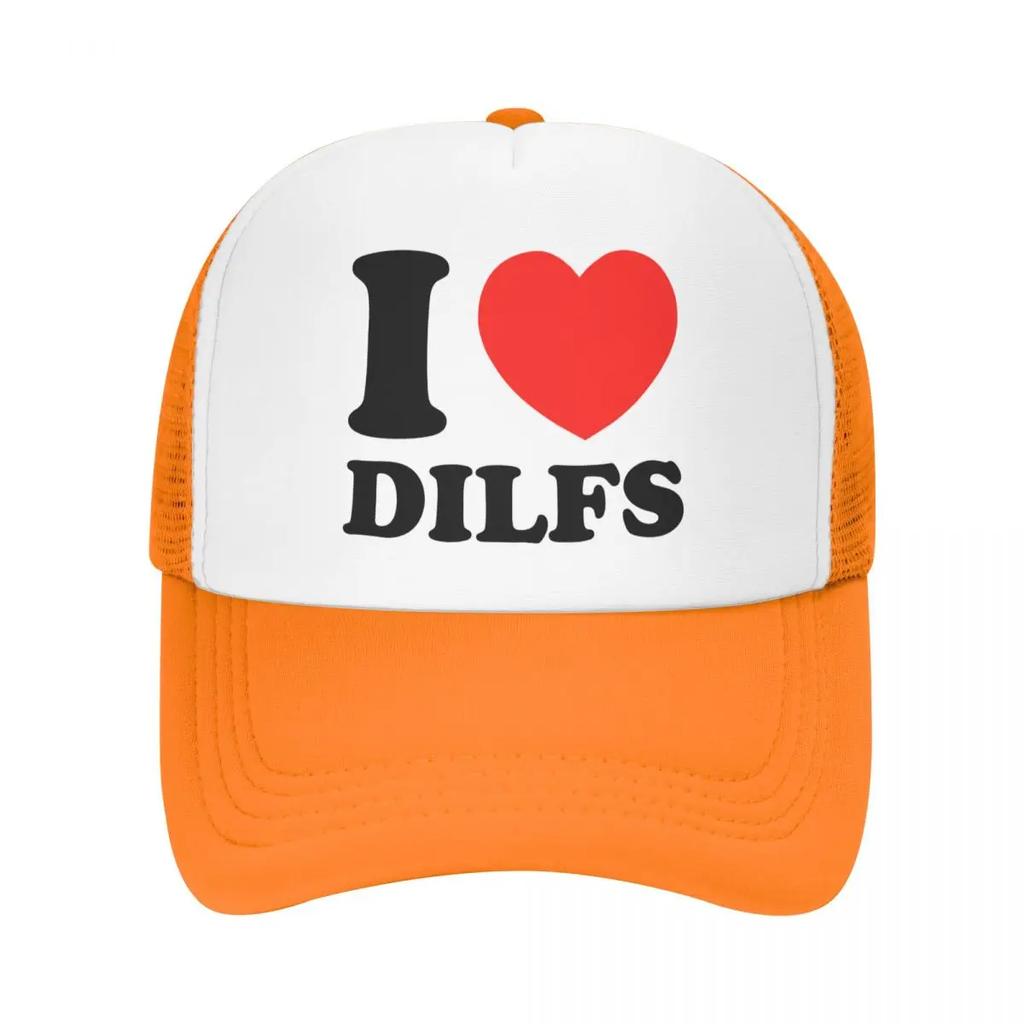 Individuelle Mode Unisex Ich Liebe Dilfs Trucker-Kappe für Erwachsene, Verstellbare Baseballkappe für Unisex Damen, Outdoor-Trucker-Kappe