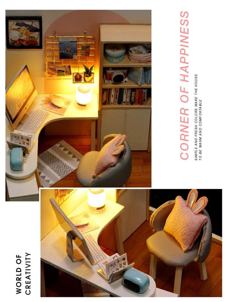 Dollhouse Construction Handmade Craft Cute Kit, Kit, Set, Crafts, Miniature, (Computer Desk) [Product]