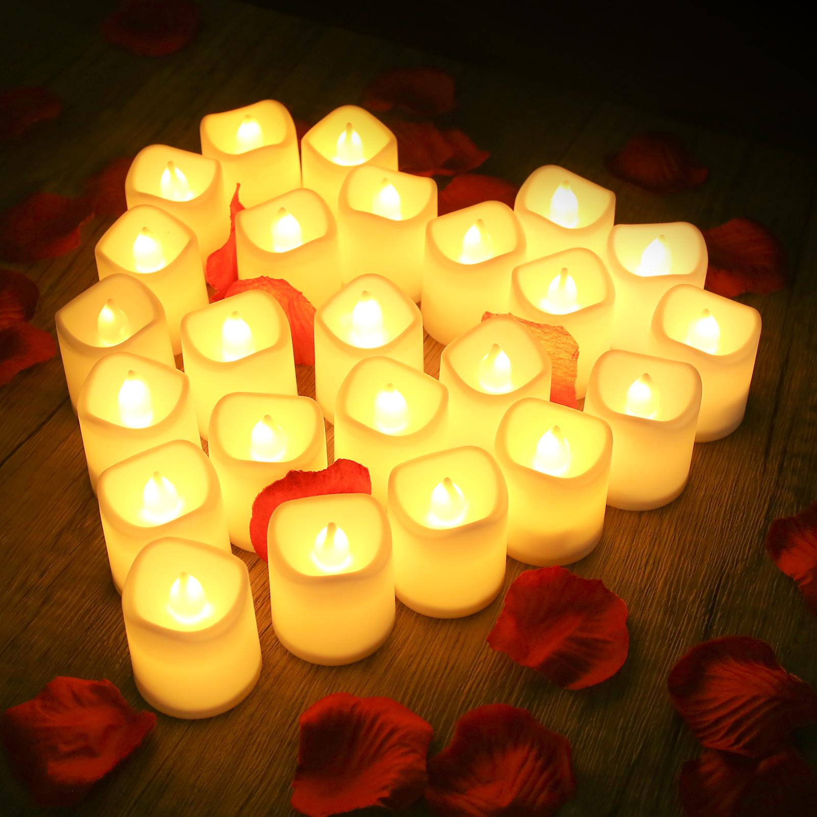 

24PC Pack Flameless LED Candles Flicker/Non-Flicker Battery Operated Tea Lights Warm White for Wedding Table Christmas Decor