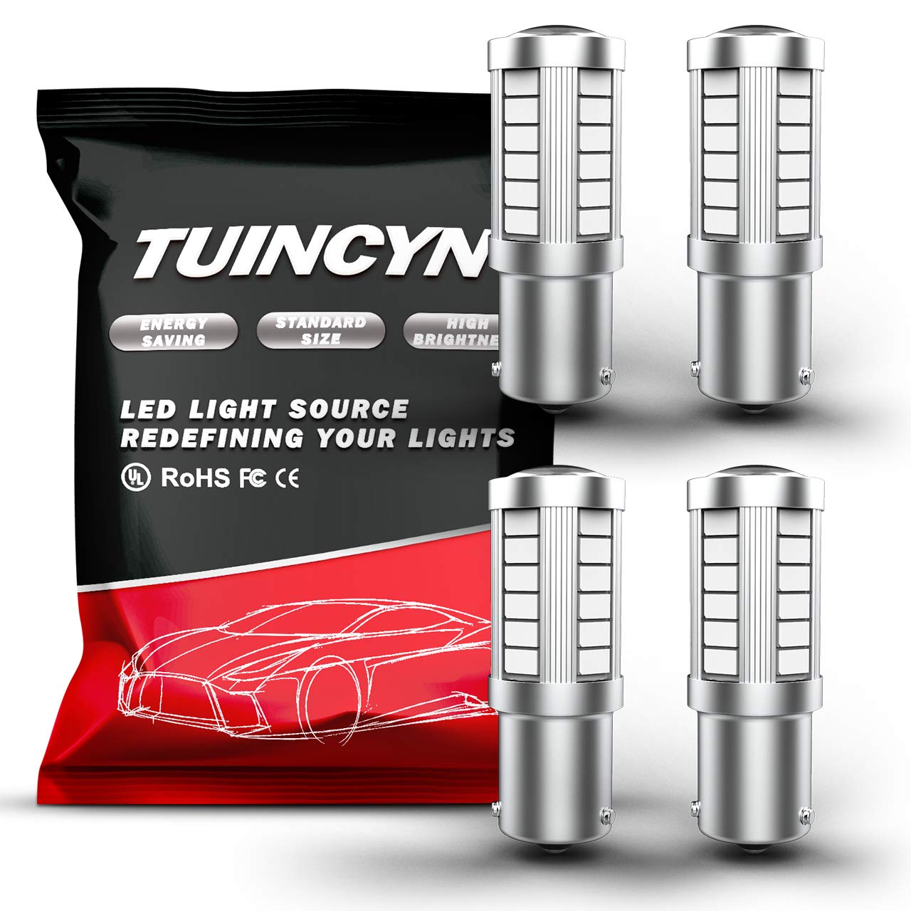 

Светодиодная лампа TUINCYN BAU15S PY21W Blue 5630 33SMD 8000K 900 люмен 7507 1156PY, лампа указателя поворота, боковой габаритный фонарь DC 12 В 3,6 Вт (Пакет из 4)