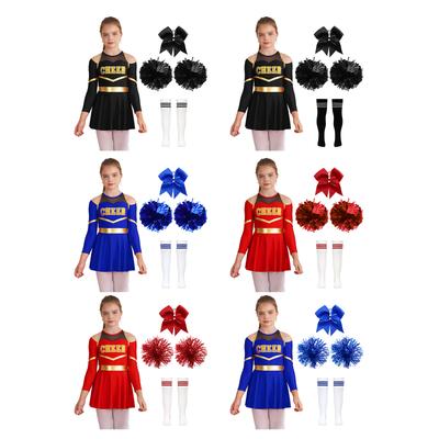Copii Fete mânecă lungă ținute majorete Eveniment școlar Cheer Leader Costum Halloween Dress Up