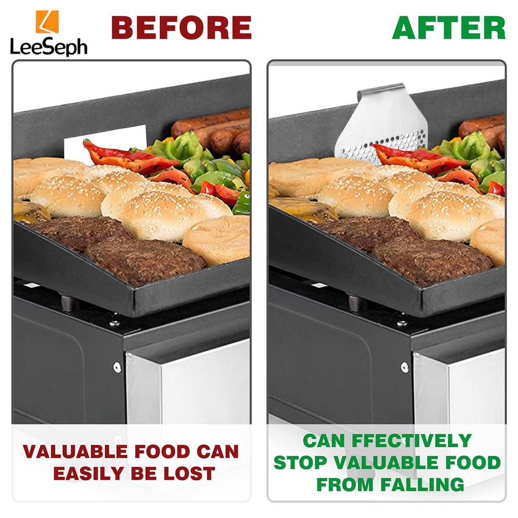 Leeseph Food Mesh Screen Block Grease Trap for Blackstone Griddle Flat Top, Stainless Steel Grill Grease Gate, Grill Accessories