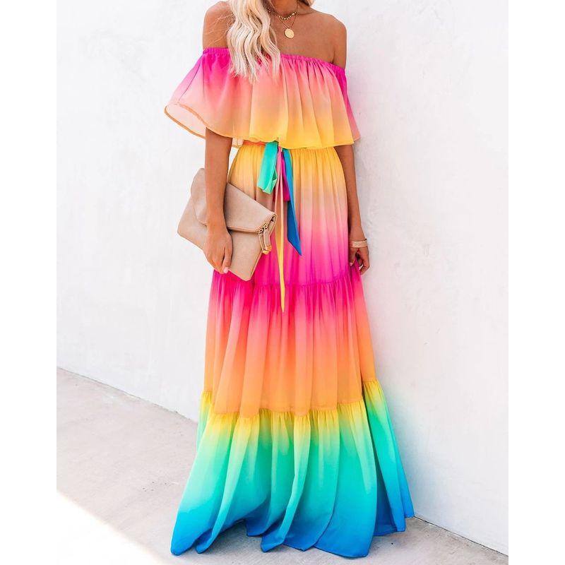 2023 Summer Ladies Tie-Dye Stitching Print Sexy Dress Dress