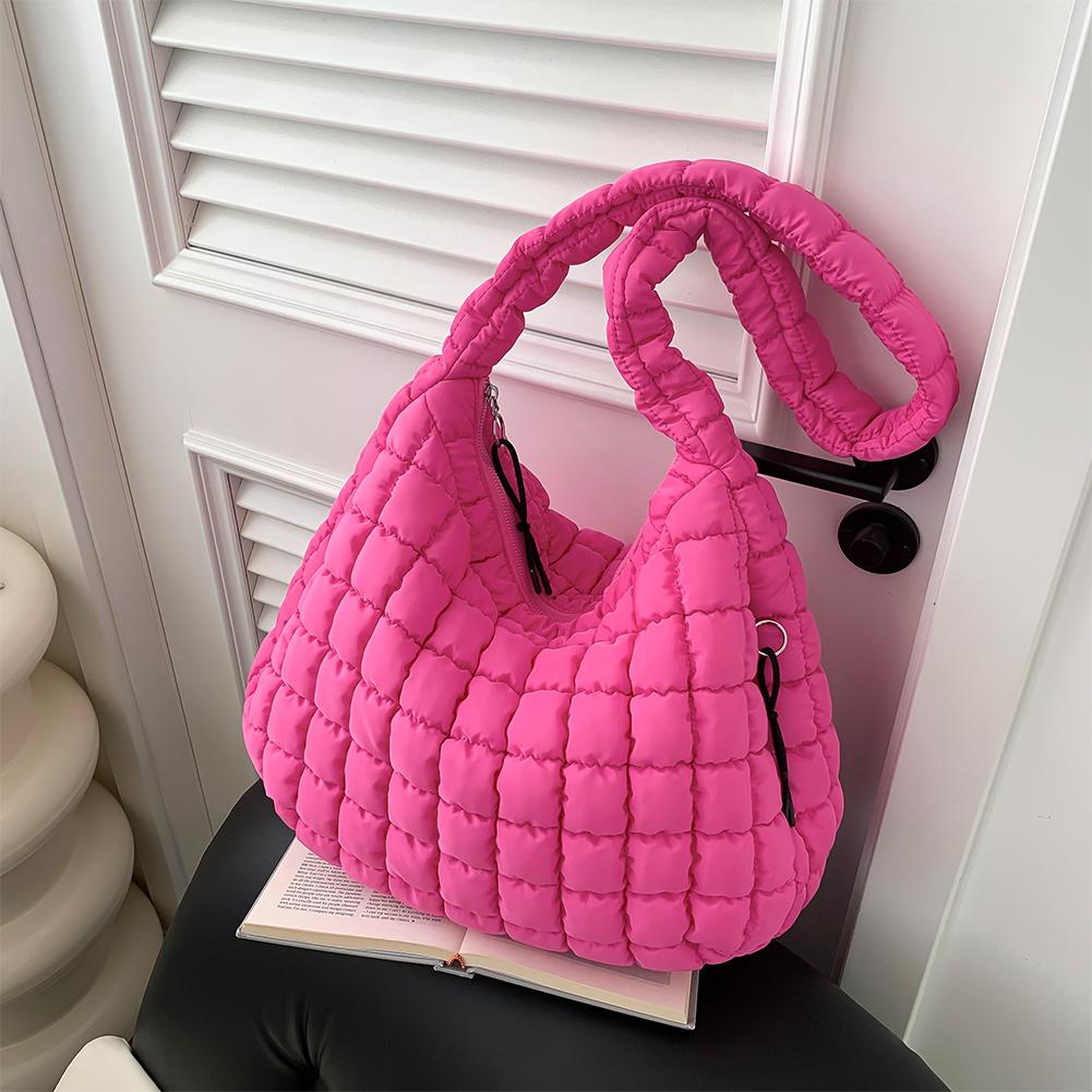 Women Cloud Hobo Bag Large Capacity Quilted Stylish Commuting Bags Solid Color Casual Satchel Bag Puffer Shoulder Bags