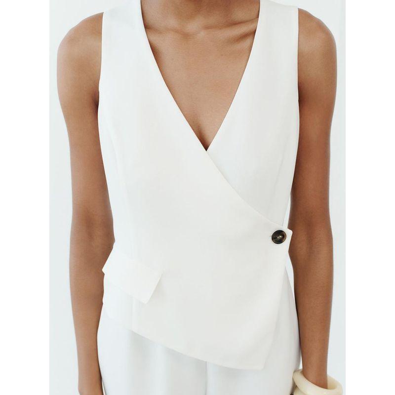 Za2024 Summer New Product Women's Clothes V Neck Long Asymmetric Slim Looking Sleeveless Vest Jumpsuit 8045571