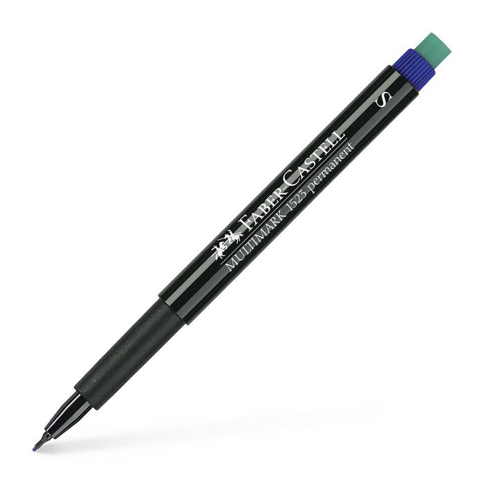 Faber-Castell MULTIMARK 1523 Marqueur permanent bleu 0.4 mm très fin avec gomme