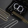 21 Pcs Cross Jewelry Set For Men Stainless Steel Volcanic Stone Beaded Bracelets Cuban Link Chain Necklaces Rings Multipack Gift