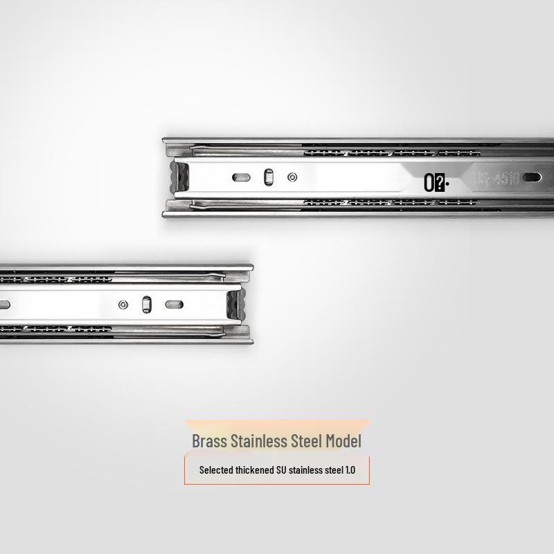 Stainless Steel Three-Section Drawer Slide with Anti-Rebound Buffer for Wardrobes and Cabinets