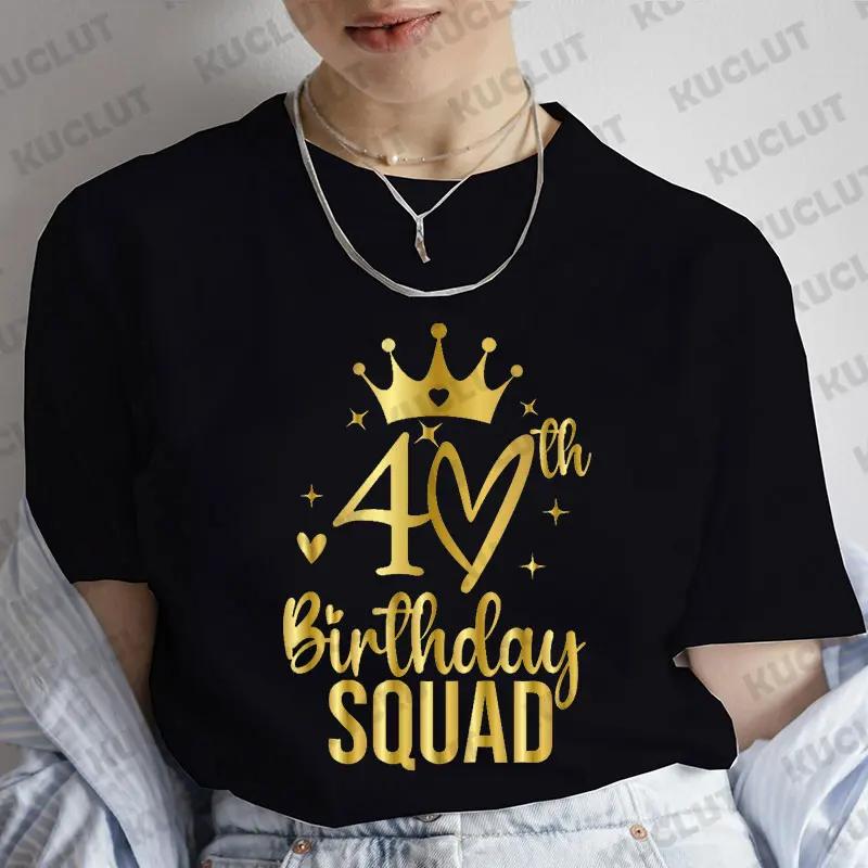 T-Shirt für Damen Kapitel 40. Geburtstag Crew Party Y2k Tops Grafik 40 Geburtstag Squad Kapitel T-Shirt Sommer Kurzarm Tees