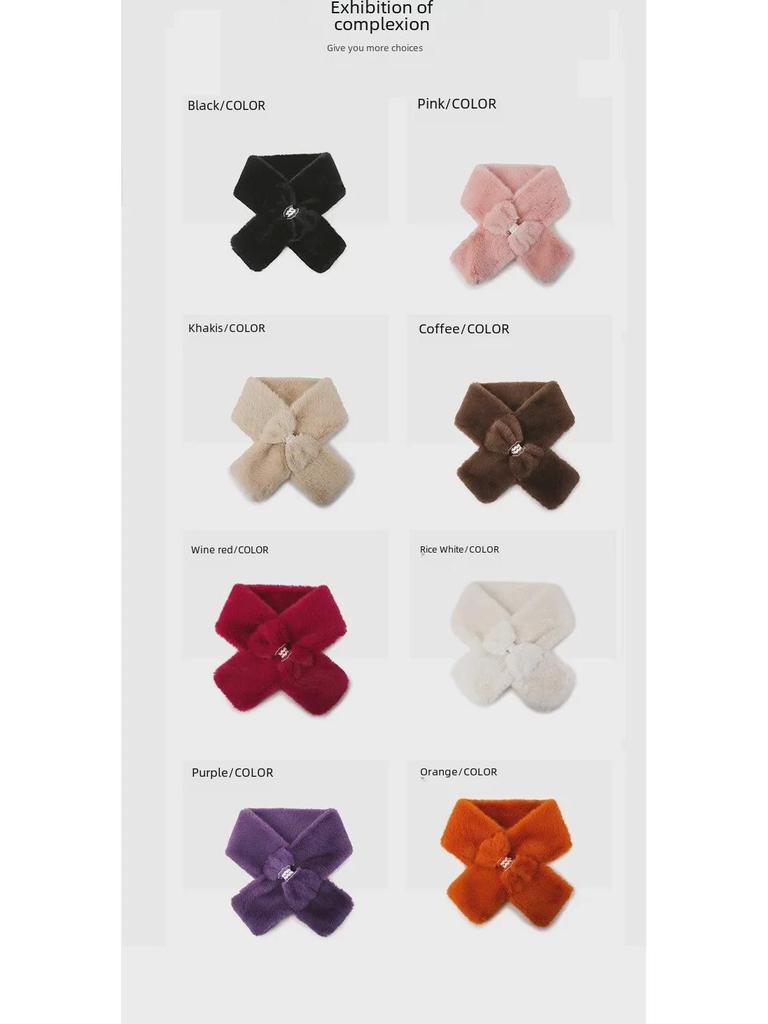 Cozy Korean-Style Women's Scarf: Soft, Furry, Warm, and Age-Reducing Neckband for Autumn and Winter