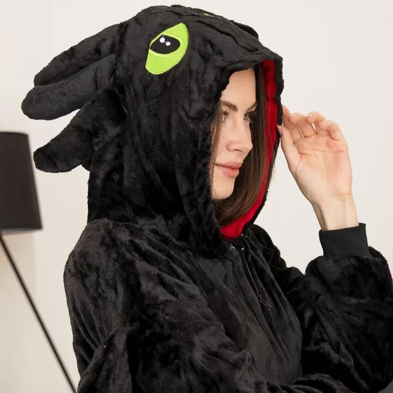 Kigurumi Homewear Black Dragon Women Men Pajama Shoes Costume Sleepwear Pajamas Party Clothes for Adult Animal Cosplay