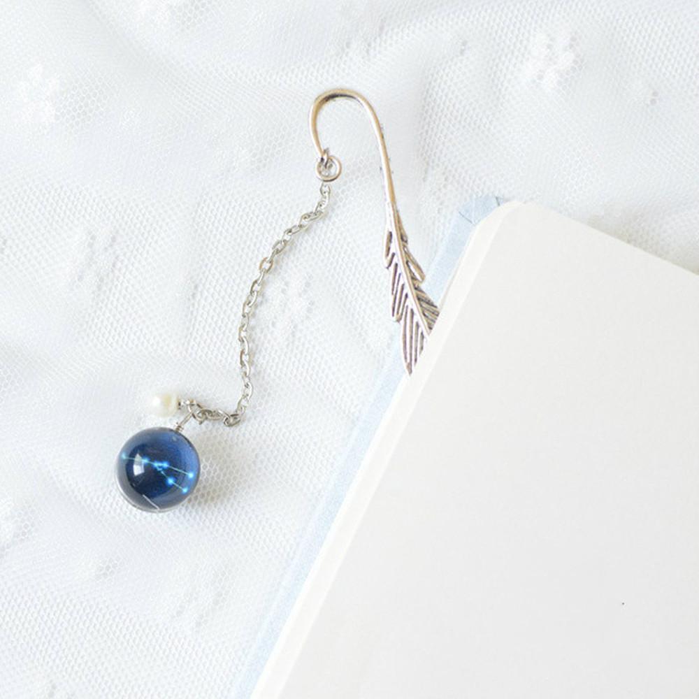 Feather Bookmark Metal Book mark 12 Constellation Bookmark Bookmark Pendant Noctilucent Bookmark