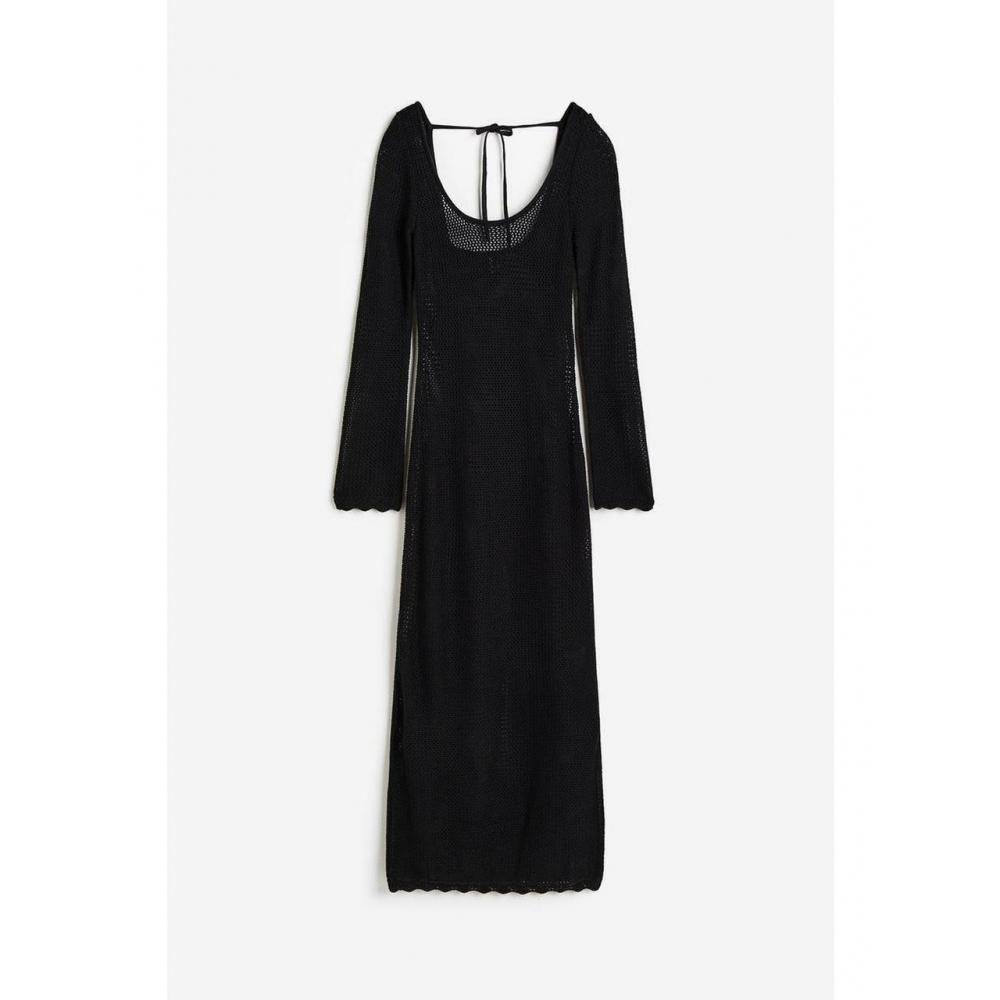 Buy H M Tie Detail Hole Knit Dress Black 1147254003 at affordable prices   free shipping, real reviews with photos  Joom