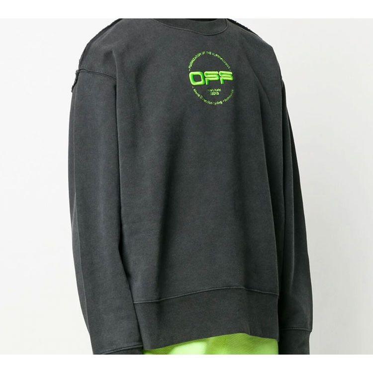 Off-White SS20 Front OFF Print Back Big Hand Logo Sweatshirt Men Tops Black OMBA037R20E300131088