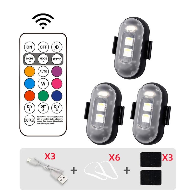 Luzes de Aviso Sem Fio para Aeronaves Leves, Aviões, Helicópteros, Luzes Estroboscópicas LED RGB para Aeronaves, Luzes de Motocicleta, Posição de Flash LED