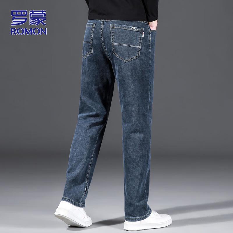 ROMON Men's Straight Loose Fit Denim Jeans