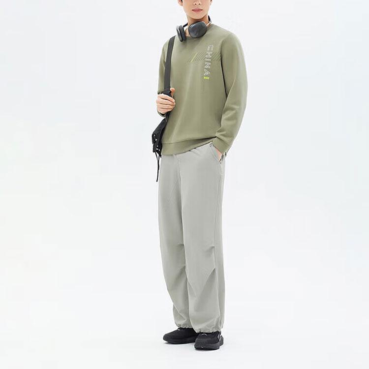 Anta Training Series Letter Round Neck Pullover Sports Casual Sweatshirt Men sweatshirt Dry-Olive 152417744-4