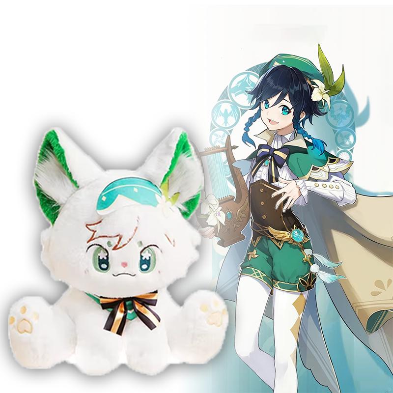 2 Sizes and Styles Cartoon Game Genshin Plush Toy Soft Anime Figure Venti Cat Cosplay Peripheral Plushie Accompany Doll Kid Gift