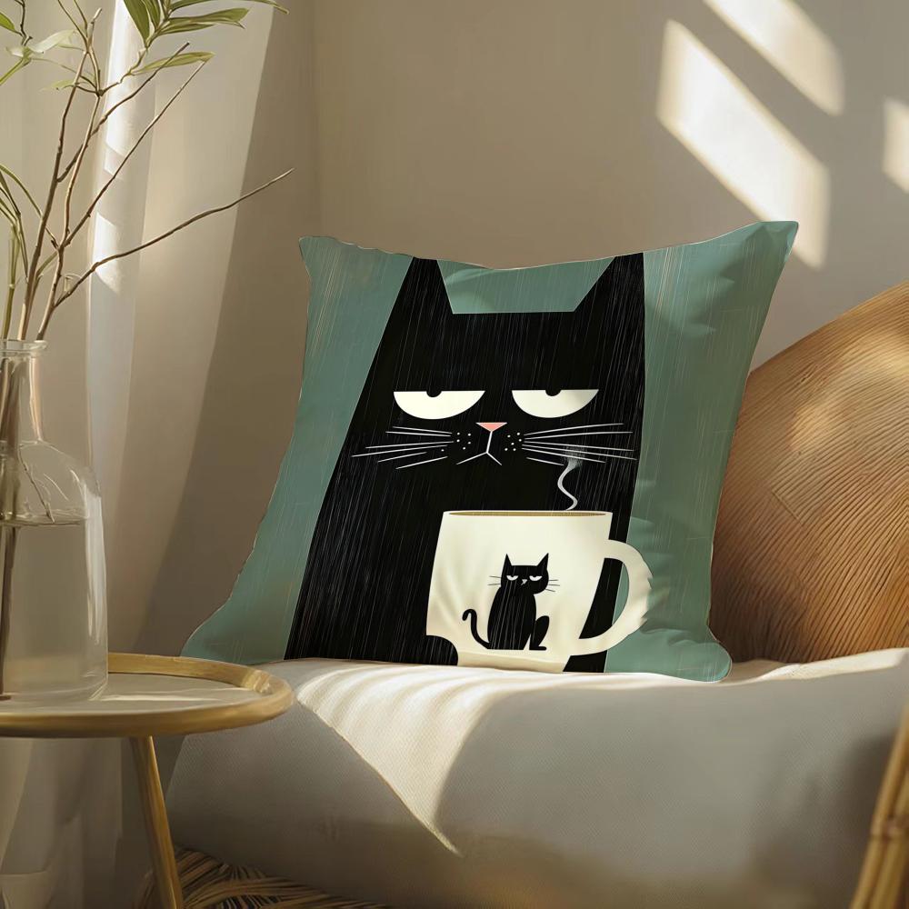 Funny and surprising cat patterns Cushion Cover Silky elegant Comfort Sofa Bed Invisible zipper Beach pillowcase