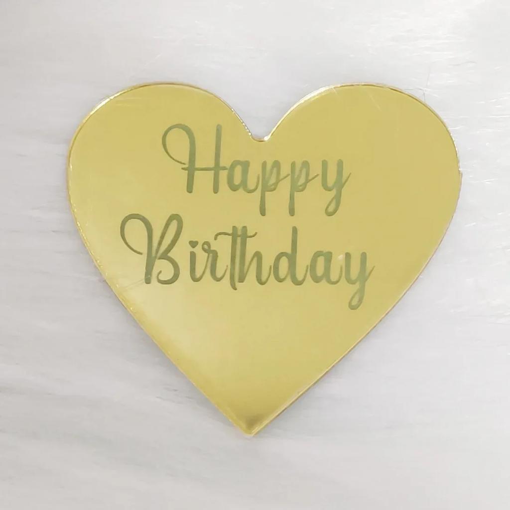 5pcs/set Acrylic Rose Gold Silver Happy Birthday Cake Topper Round Cupcake Toppers Wedding Party Dessert Cake Decoration Tools