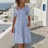 Abito Floreale Estivo con Scollo a V e Tasche per Viaggi Casual e Relax in Spiaggia