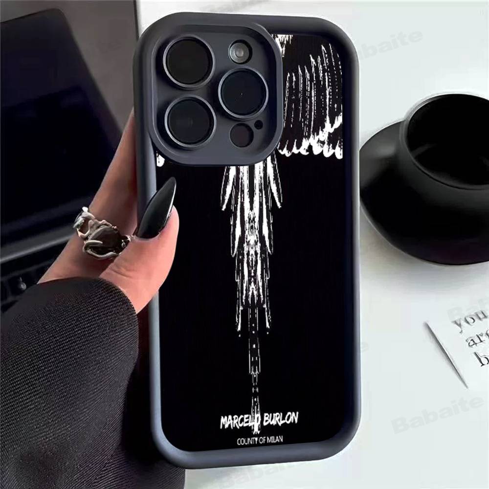 M-MARCELO B-BURLON Phone Case for IPhone 17 16 15 14 13 12 11 Pro Max Mini Plus Soft TPU Back Cover