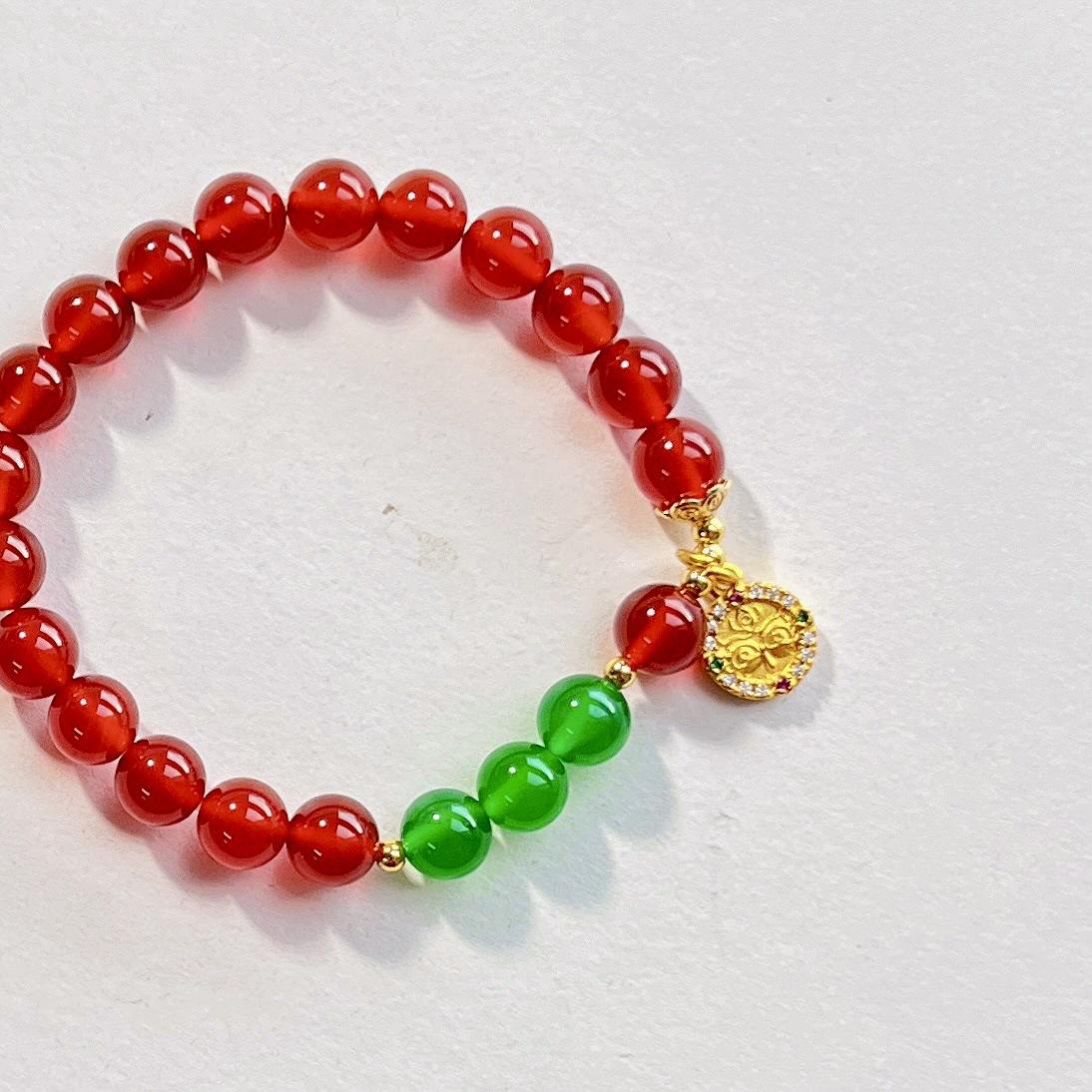 High Quality Natural Chalcedony Green Agate Design Bracelet Bracelet