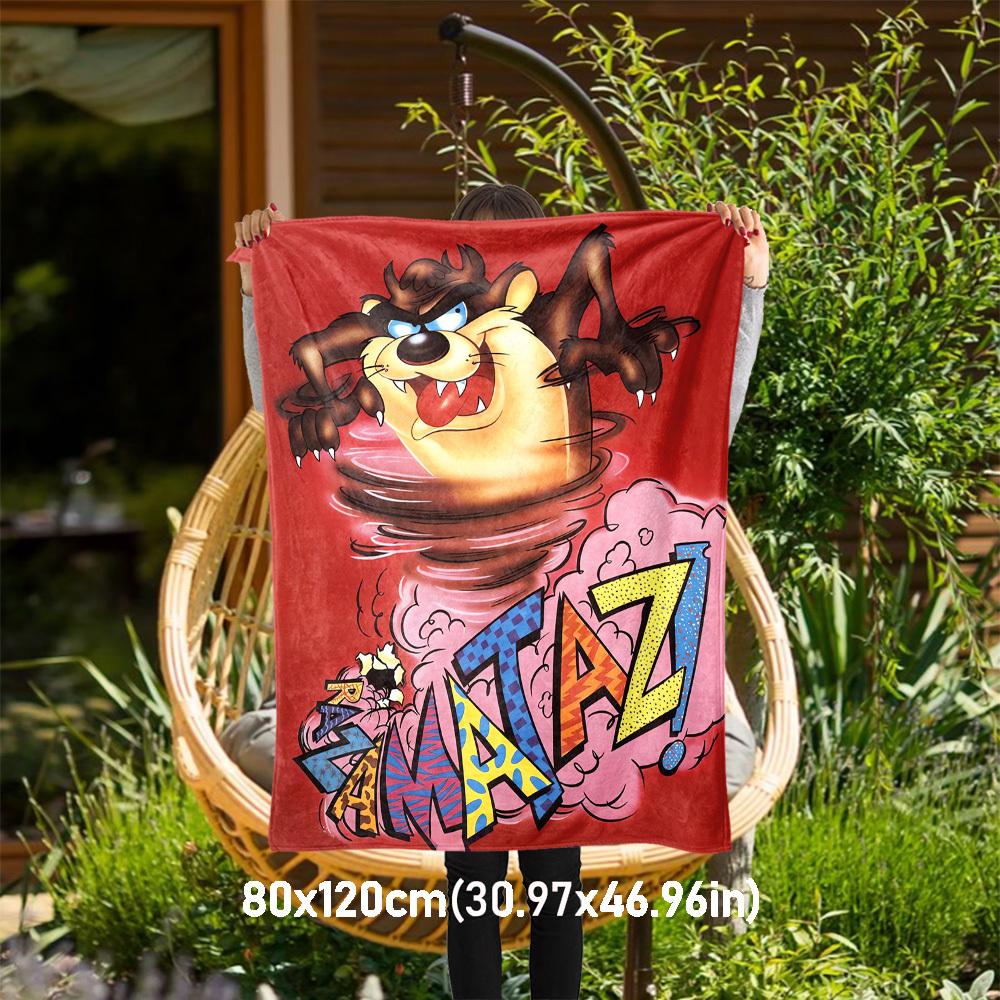 

1pc Tazmanian devil Tasmanian devil Outdoor Blanket - Throw Blanket, Soft , Flannel Blankets, Living Room, Travel, Camping-1102092 80x120cm
